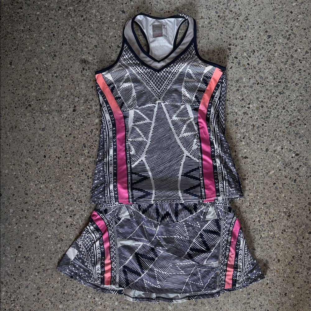 Lucky in Love Black and White Geometric SKIRT